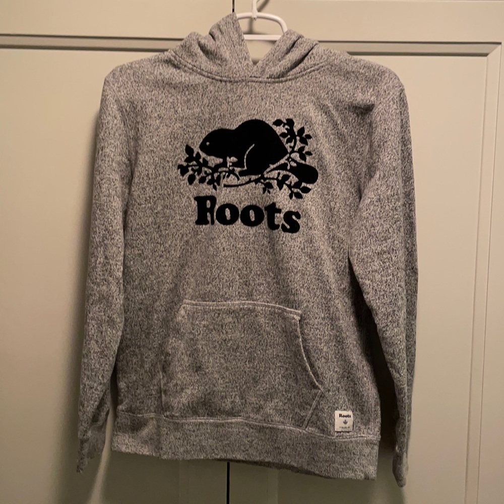 Roots salt and pepper gray hoodie sweatshirt